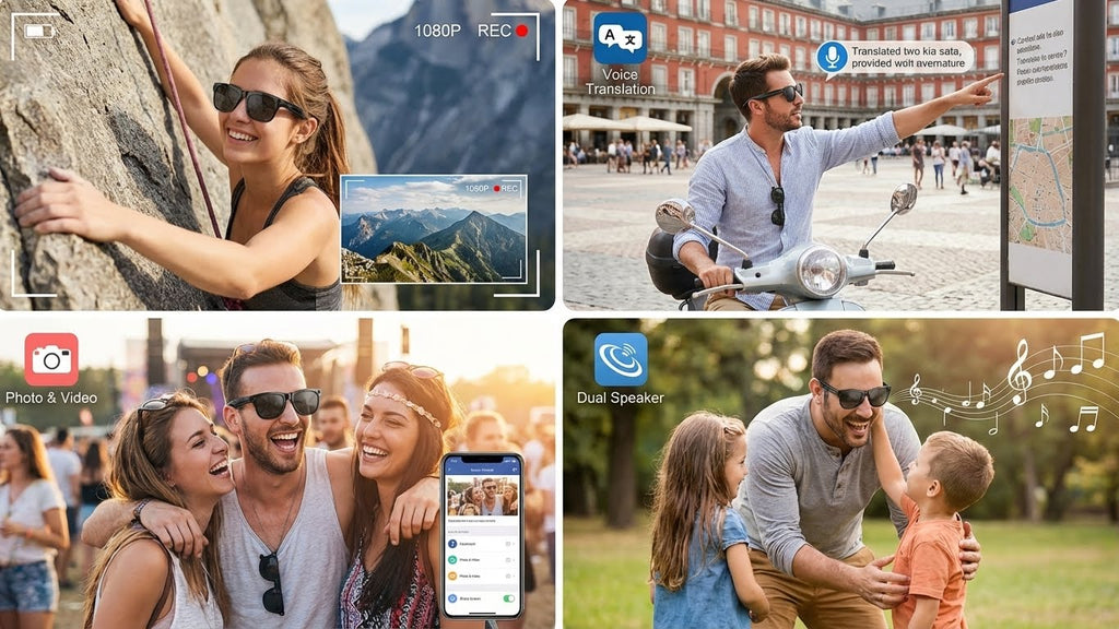 GPT100MP 4K AI Smart Glasses – Camera, Calls, Music & Translation