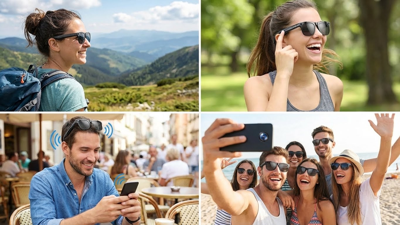 GPT100MP 4K AI Smart Glasses – Camera, Calls, Music & Translation